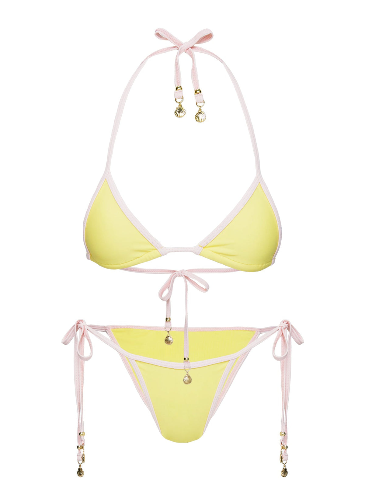 Blaylock Triangle Bikini Top Yellow / Pink