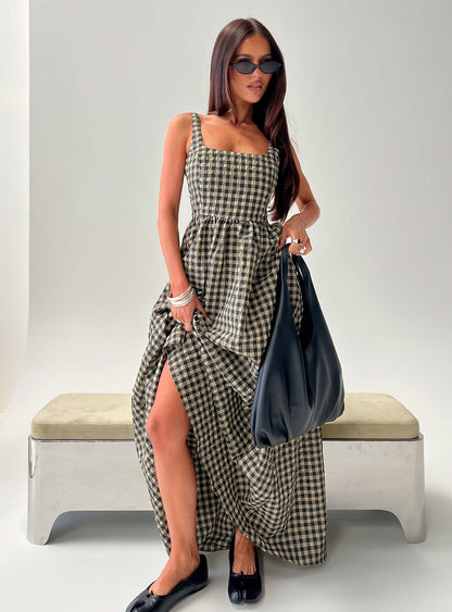 Cartmel Check Maxi Dress Black / Cream