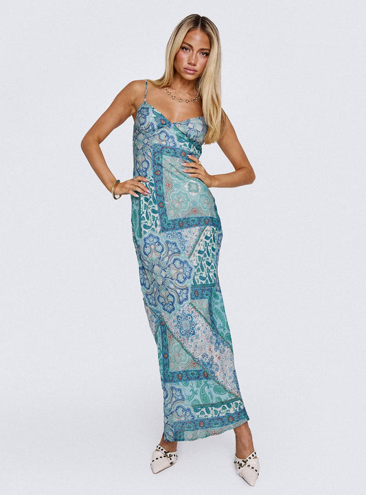 Sugar Plum Maxi Dress Blue Paisley