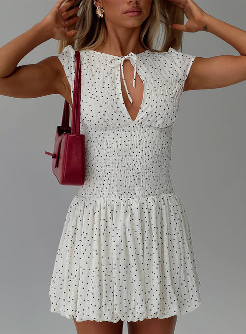 Ladybug Mini Dress White Polka