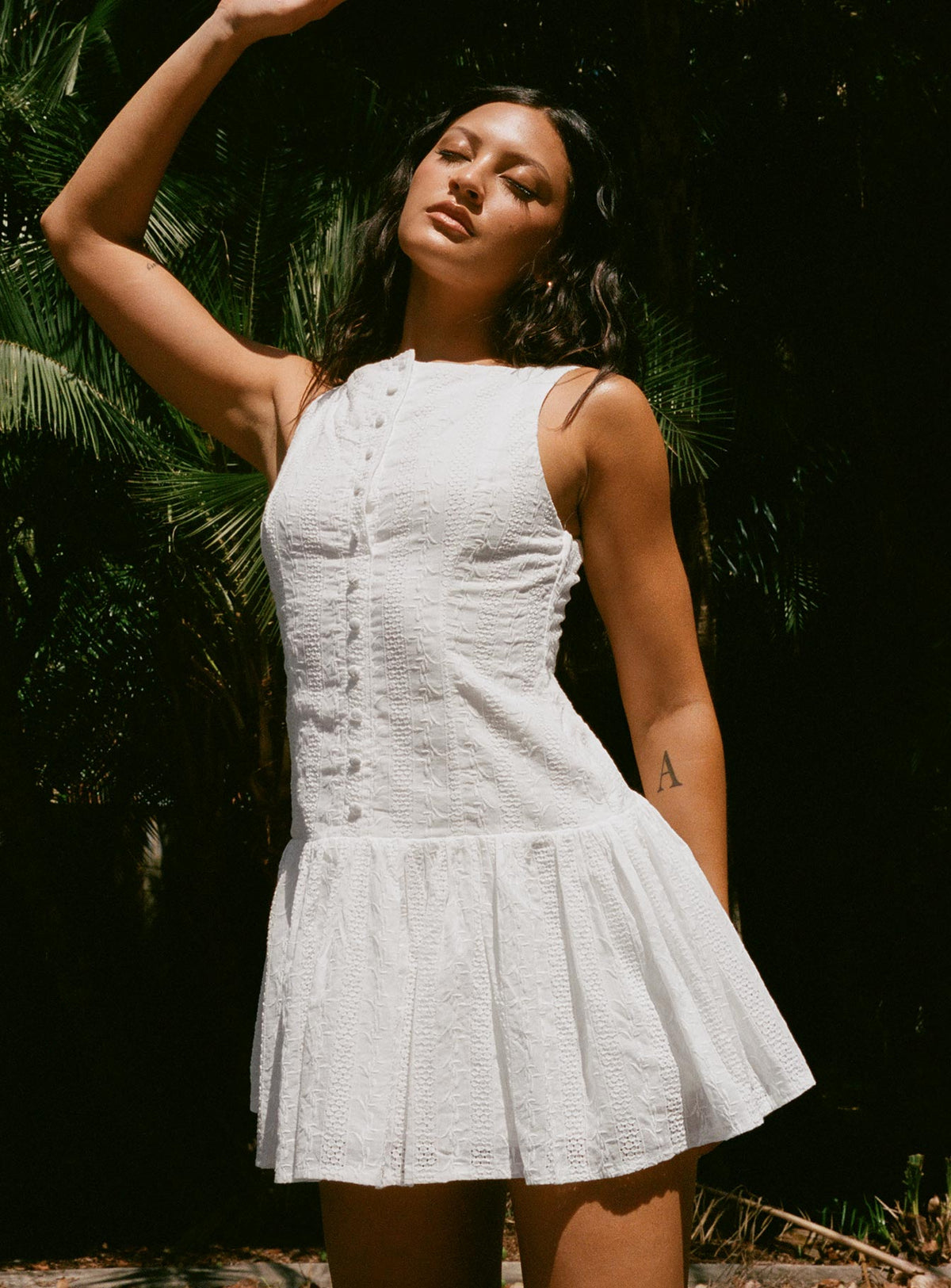 Sweeter Places Embroidered Mini Dress White