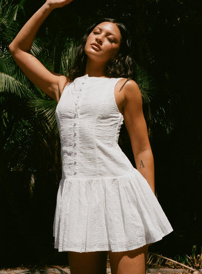 Sweeter Places Embroidered Mini Dress White