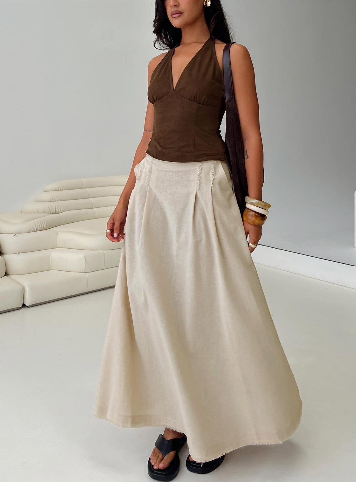 Bohemian Spirit Maxi Skirt Beige