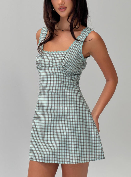 Dasha Mini Dress Blue / Brown Check