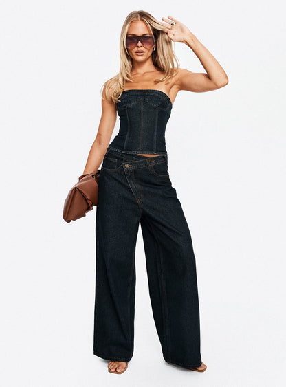Blue Crush Low Rise Wide Leg Jeans Indigo