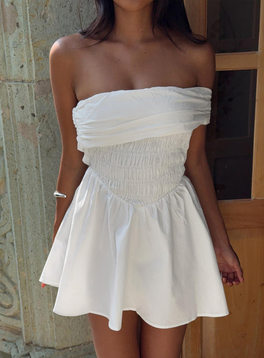 Fruitful Off Shoulder Mini Dress White