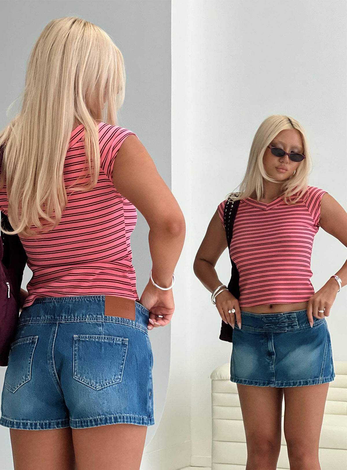 Both Still Young V Neck Top Red