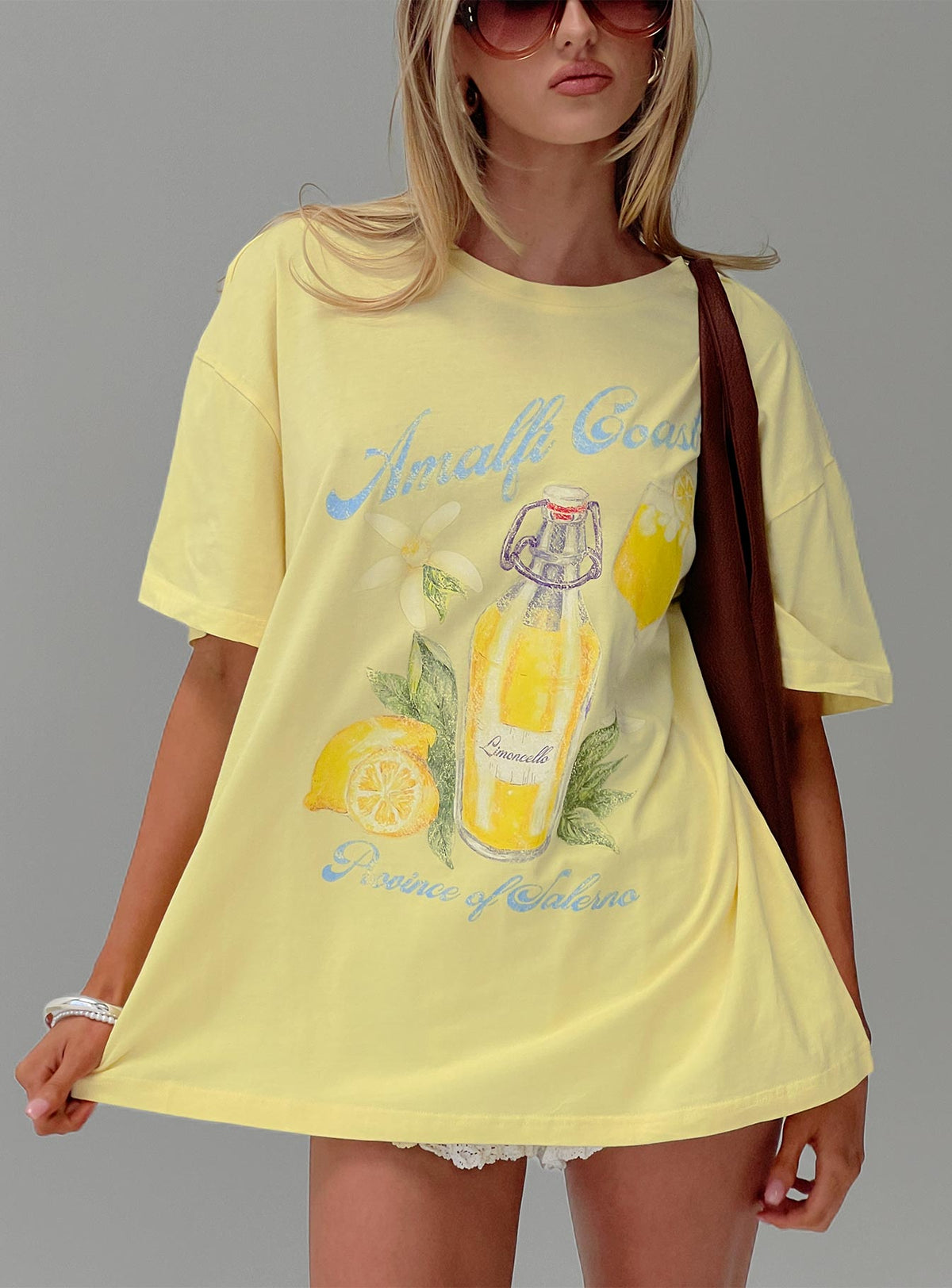 Amalfi Coast Oversized Graphic Tee Pastel Yellow