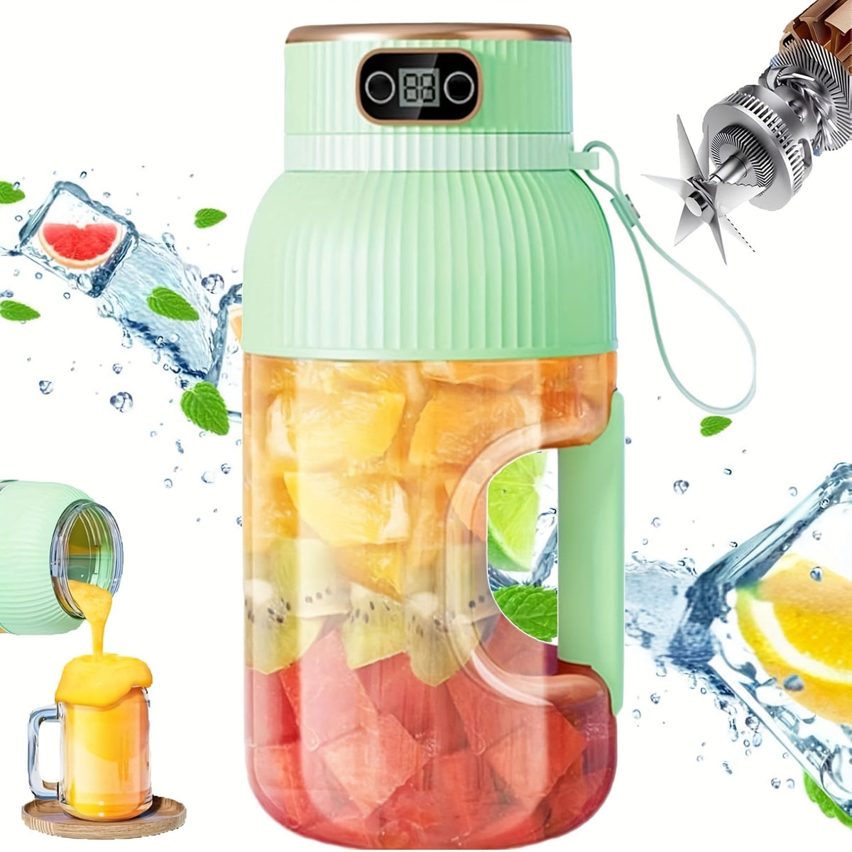 Portable Juicer Blender – Rechargeable Fruit & Smoothie Maker, Large Capacity, Compact Mixer for Travel, Gym & Outdoor Use