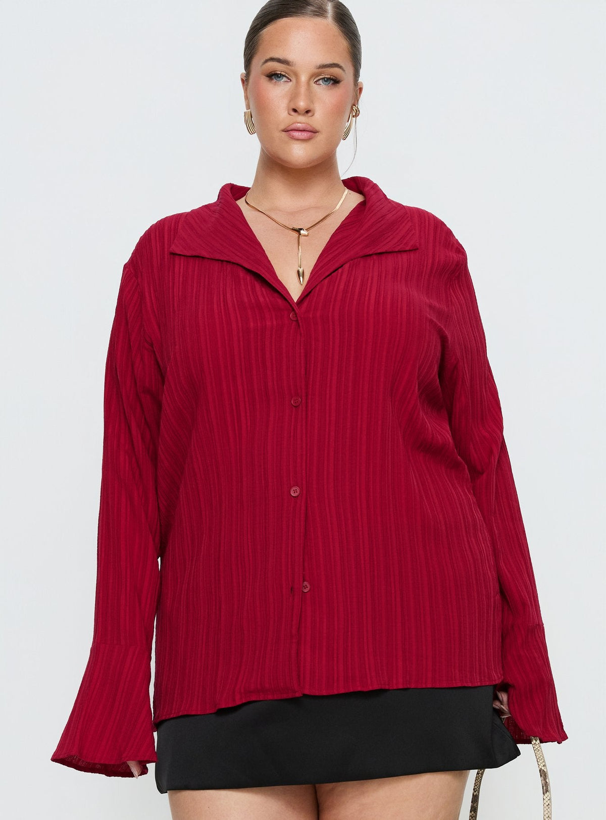Beatris Long Sleeve Top Red Curve
