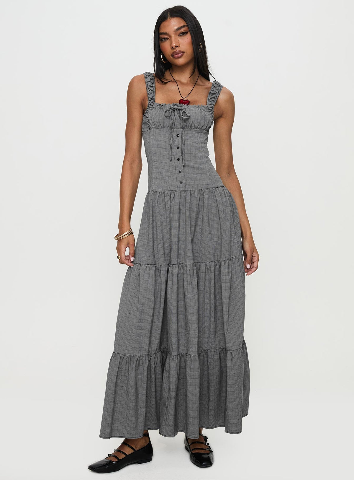 Ballerina Maxi Dress Onyx Gingham