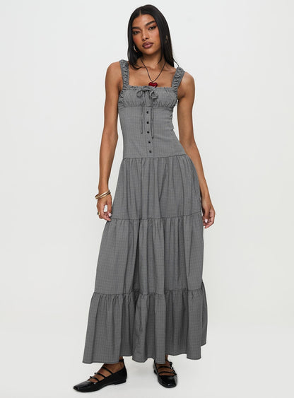 Ballerina Maxi Dress Onyx Gingham