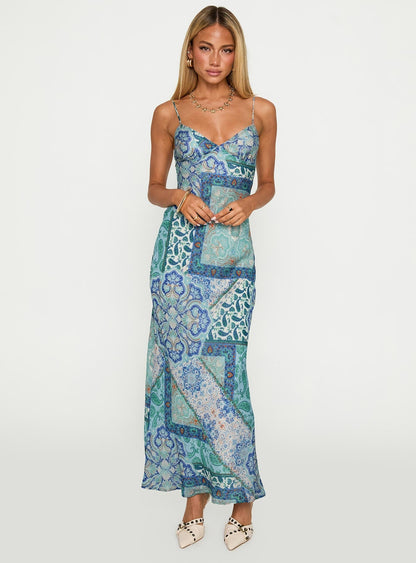Sugar Plum Maxi Dress Blue Paisley