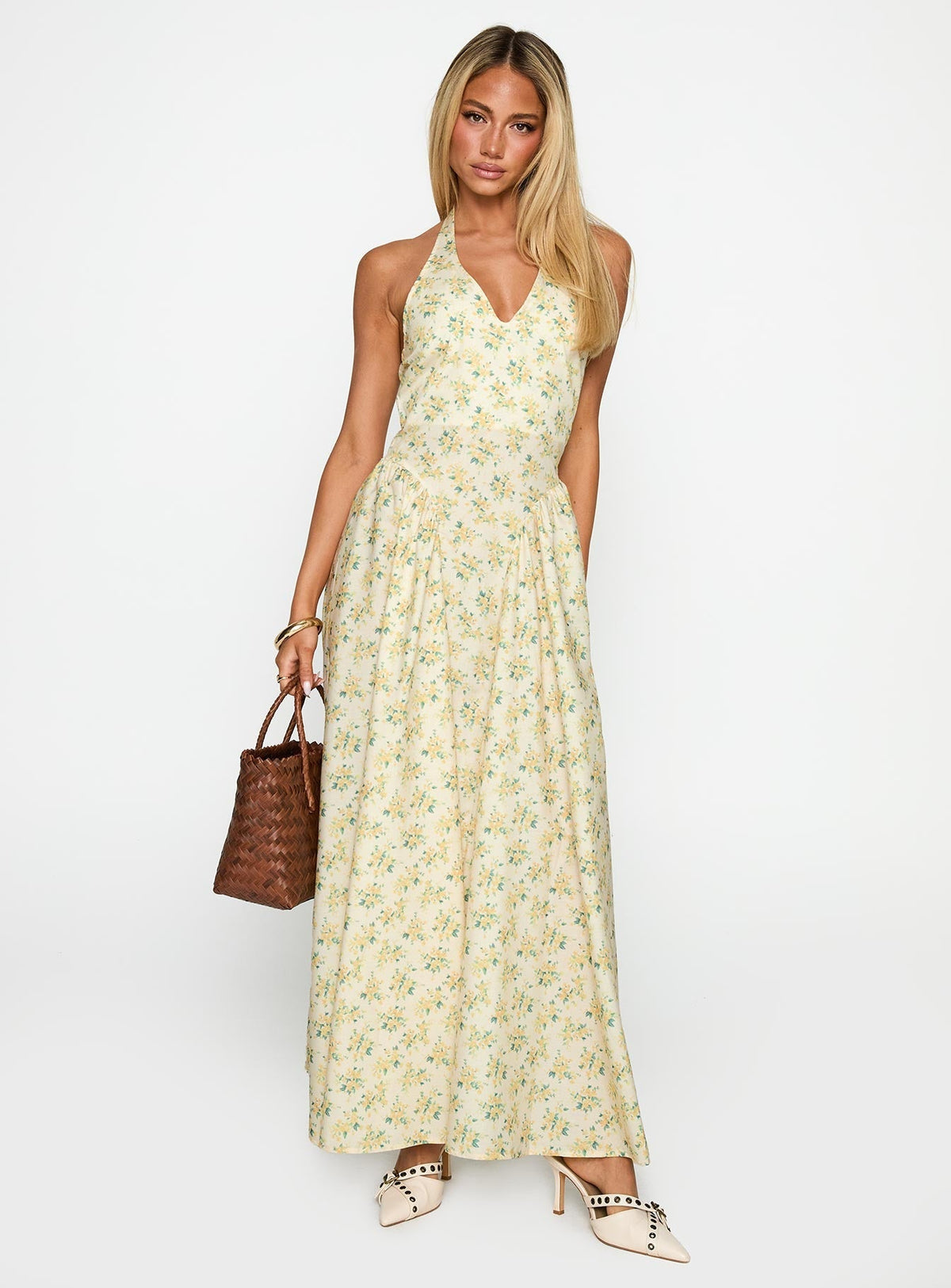 Monte Carlo Halter Maxi Dress Yellow
