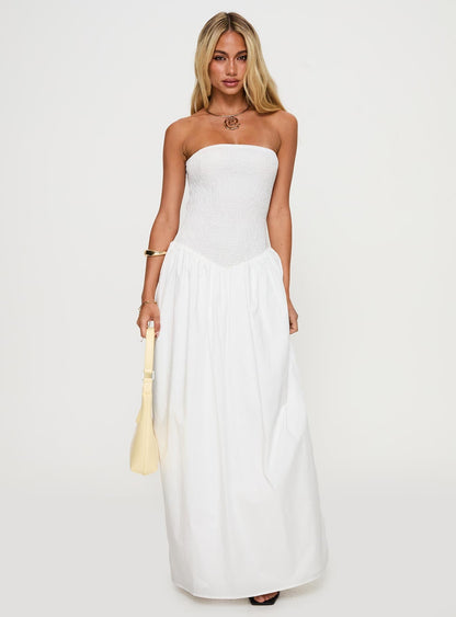 Percie Strapless Maxi Dress White