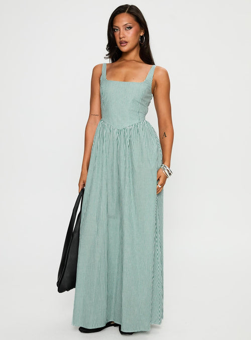 Cartmel Maxi Dress Green / White