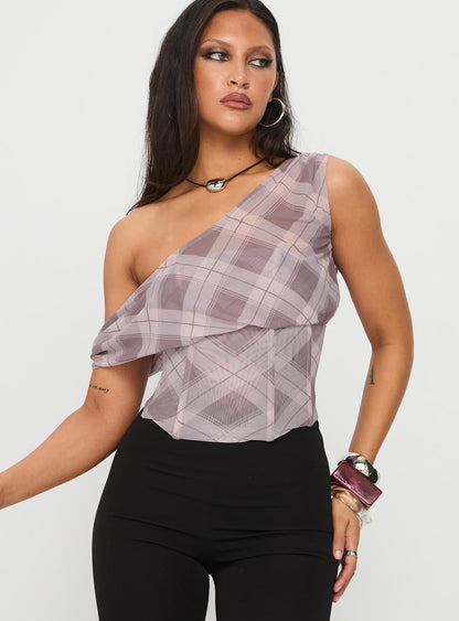 Amabelle Corset Draped Top Multi Plaid