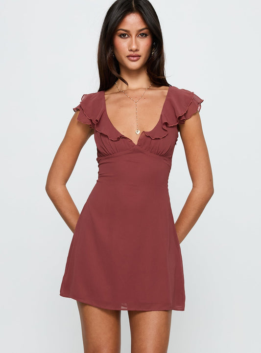 I Guess So Mini Dress Currant