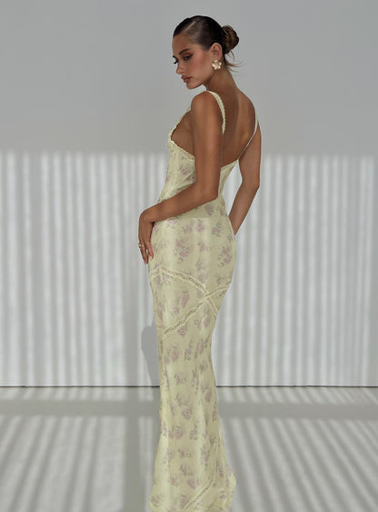 Gardens Of Babylon Lace Maxi Dress Lemon Floral