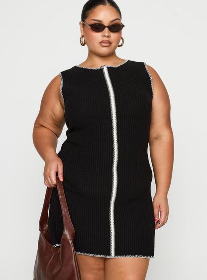 Carlisha Knit Mini Dress Black / White Curve