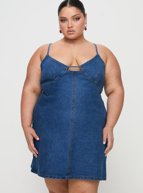 Arwen Denim Mini Dress Blue Curve