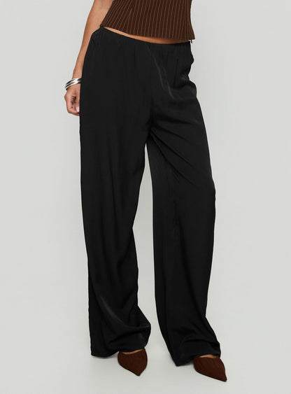 Breina Satin Straight Leg Pants Black