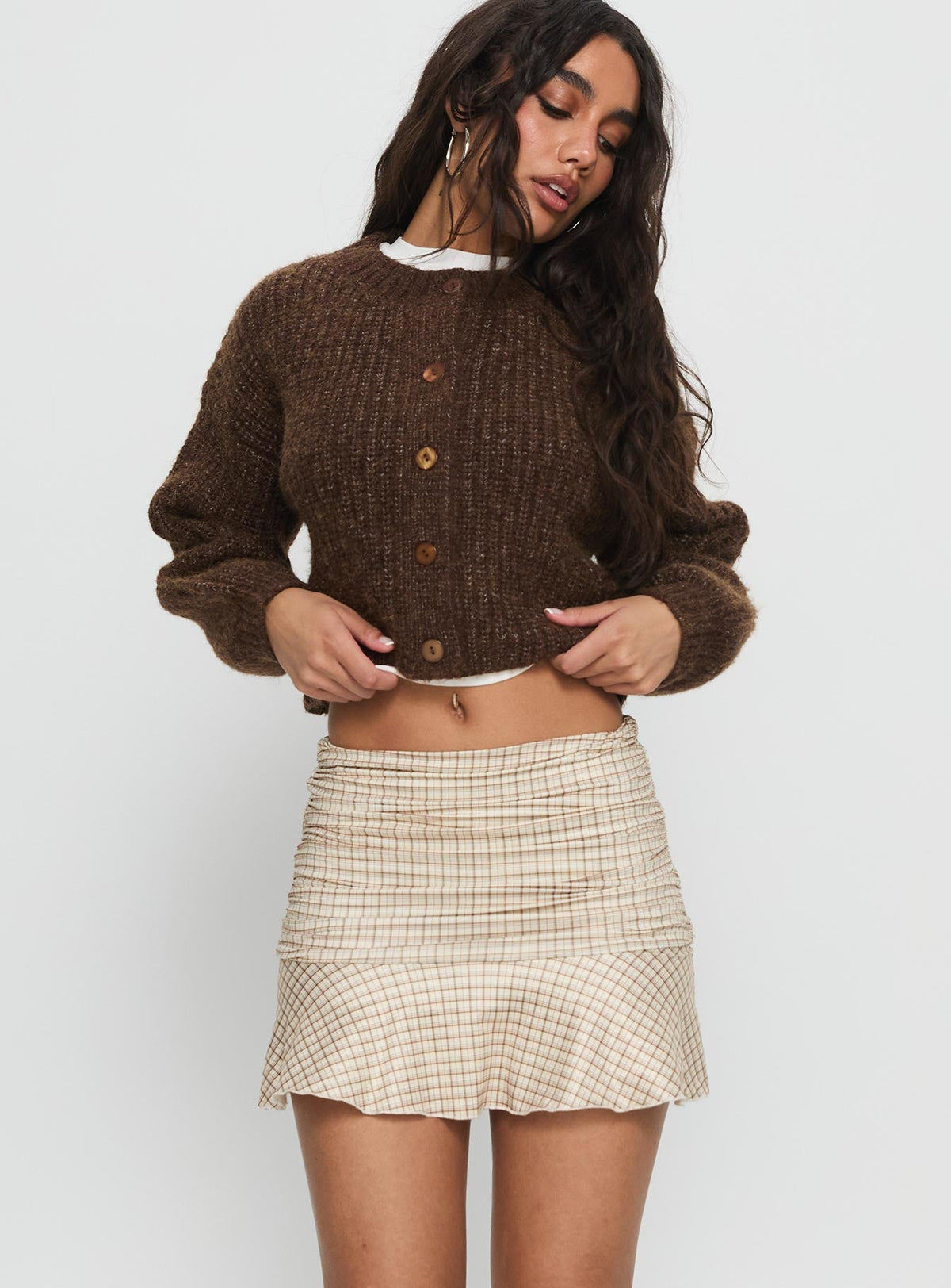 Celebrations Mini Skirt Beige Check