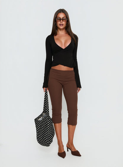 Baseline Rib Capri Pants Chocolate