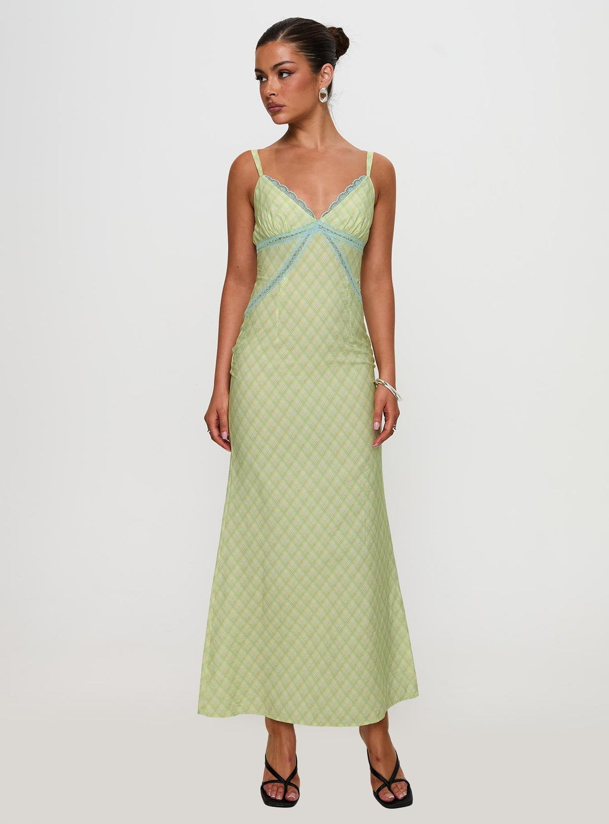 Leabella Maxi Dress Green Check