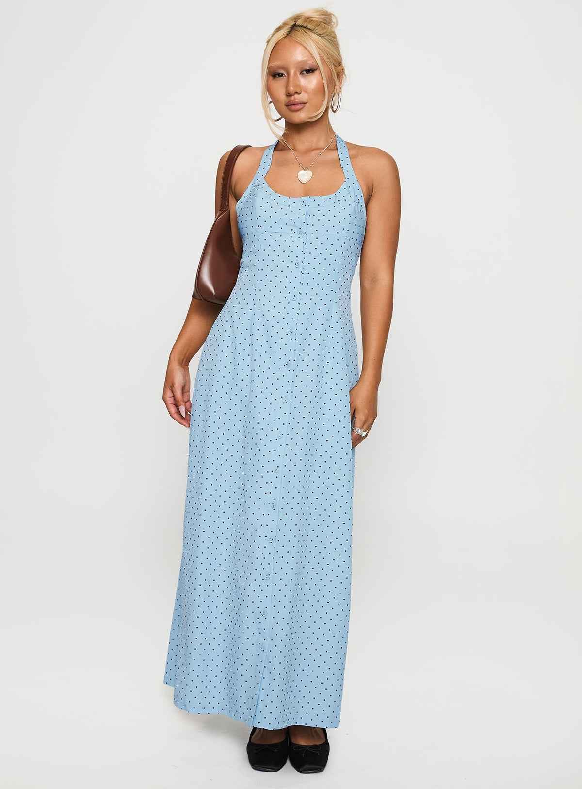 Mallorie Halter Maxi Dress Blue / Black Polka