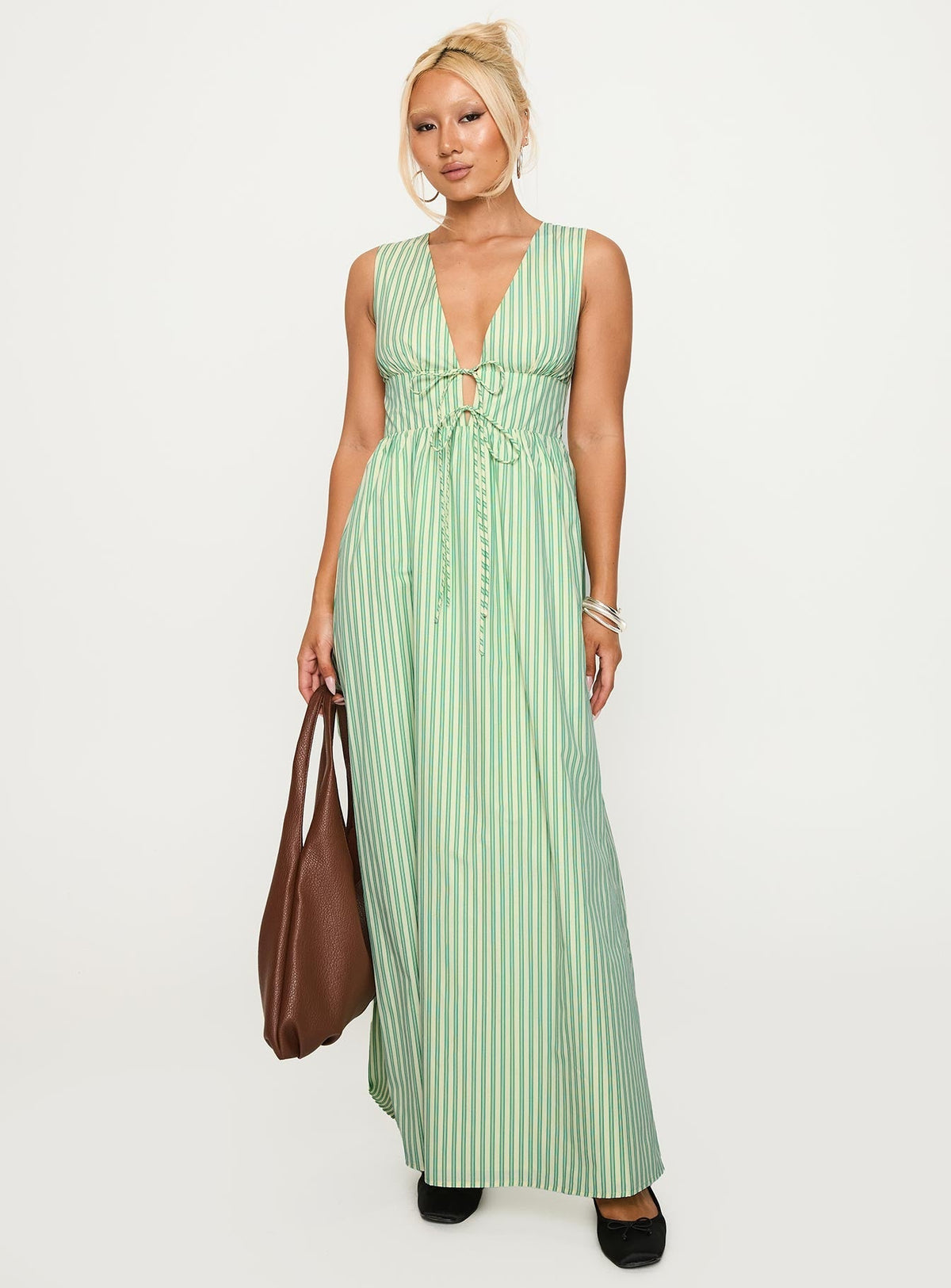 Pokey Maxi Dress Green Stripe