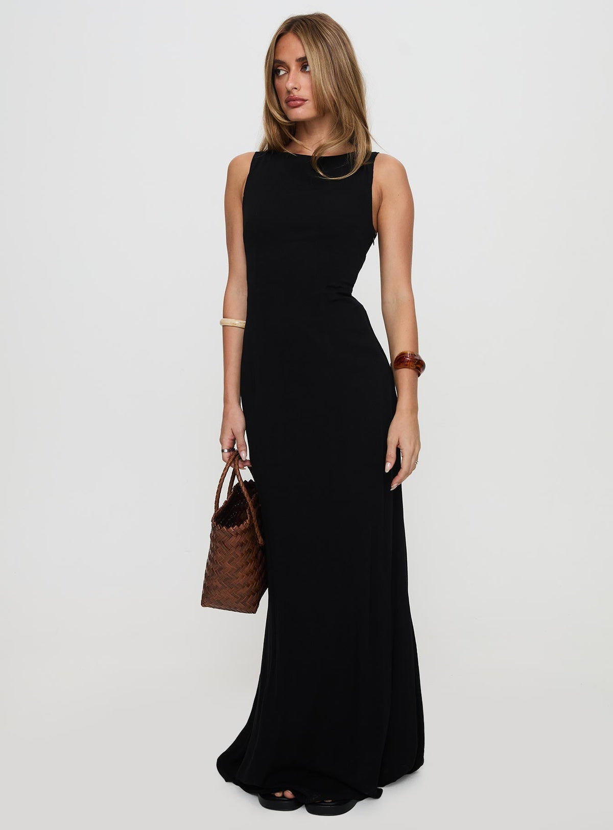 Ace Of Hearts Backless Maxi Dress Black Petite