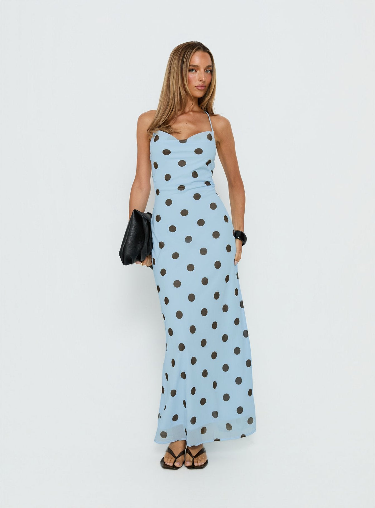 Celena Maxi Dress Blue Polka Dot