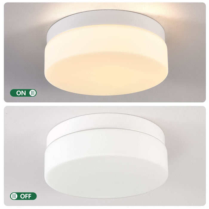 Modern 12-inch LED flush mount ceiling light fixture with acrylic diffuser and metal frame