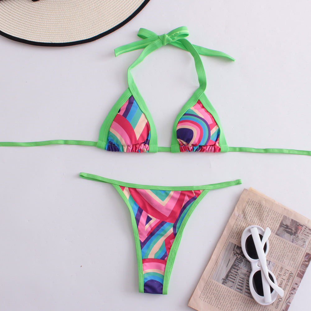 Digital Print Slit Bikini Set
