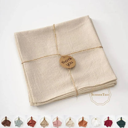 Set of 12 cotton cloth napkins in various colors measuring 40x40cm