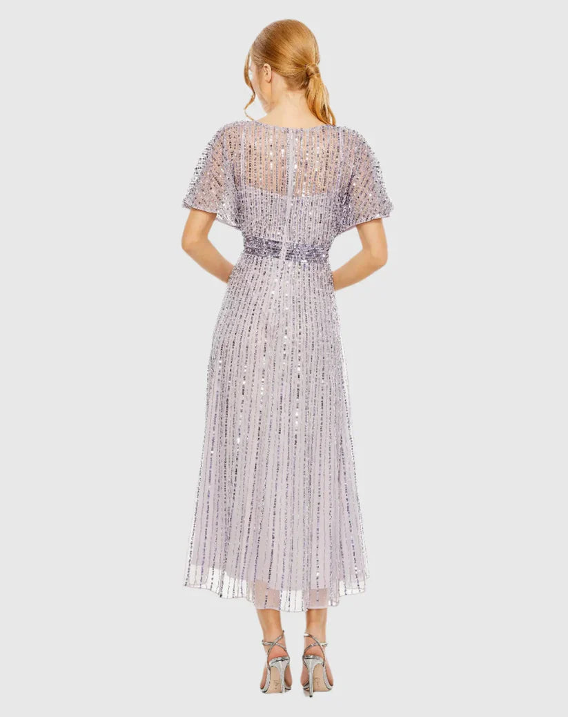 Cocktail Sequin Tea Length Formal Dress Sequin Tea Length Mac Duggal 14007