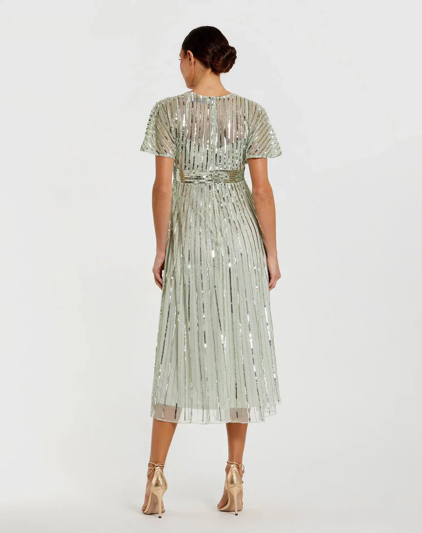 Cocktail Sequin Tea Length Formal Dress Sequin Tea Length Mac Duggal 14007
