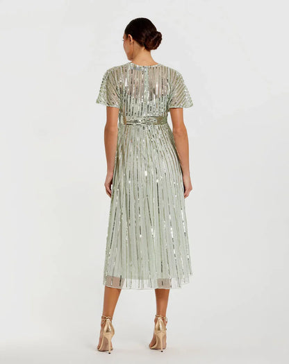 Cocktail Sequin Tea Length Formal Dress Sequin Tea Length Mac Duggal 14007