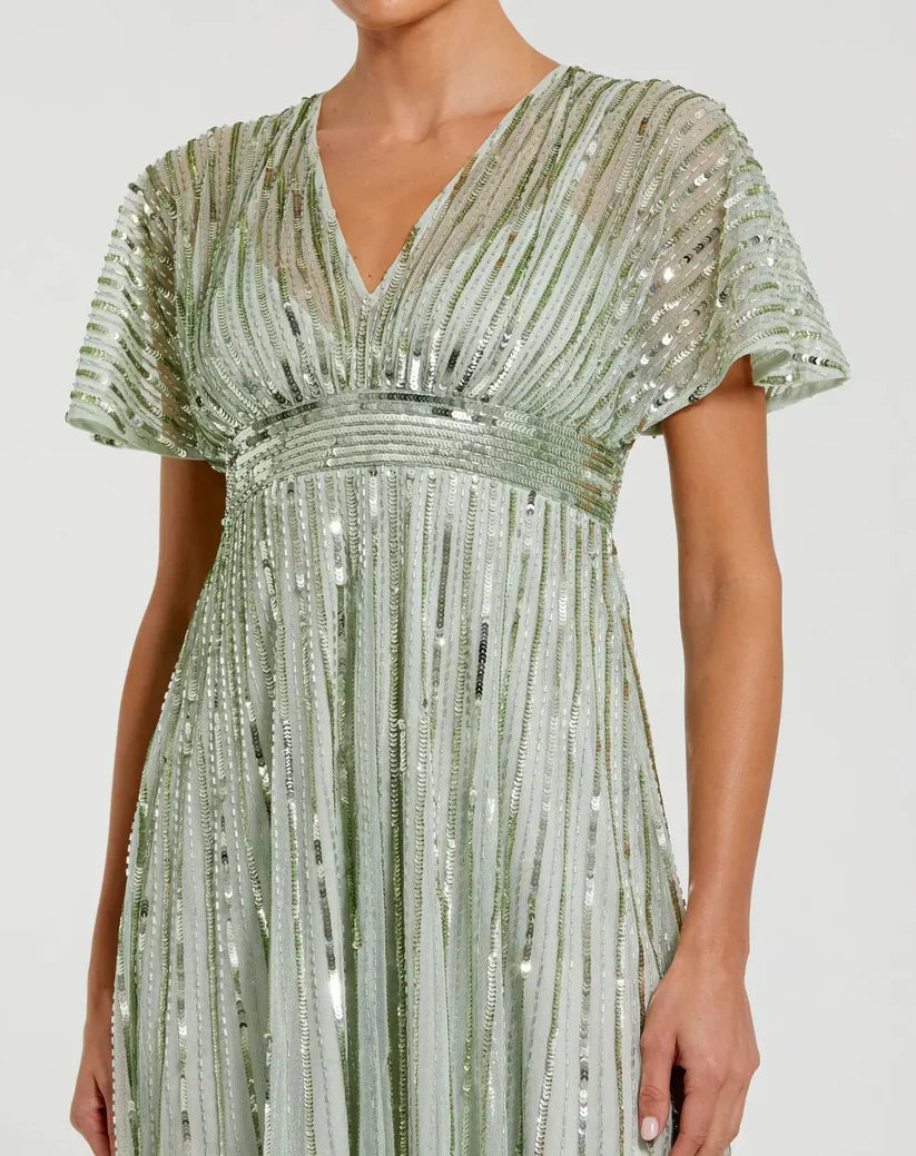 Cocktail Sequin Tea Length Formal Dress Sequin Tea Length Mac Duggal 14007