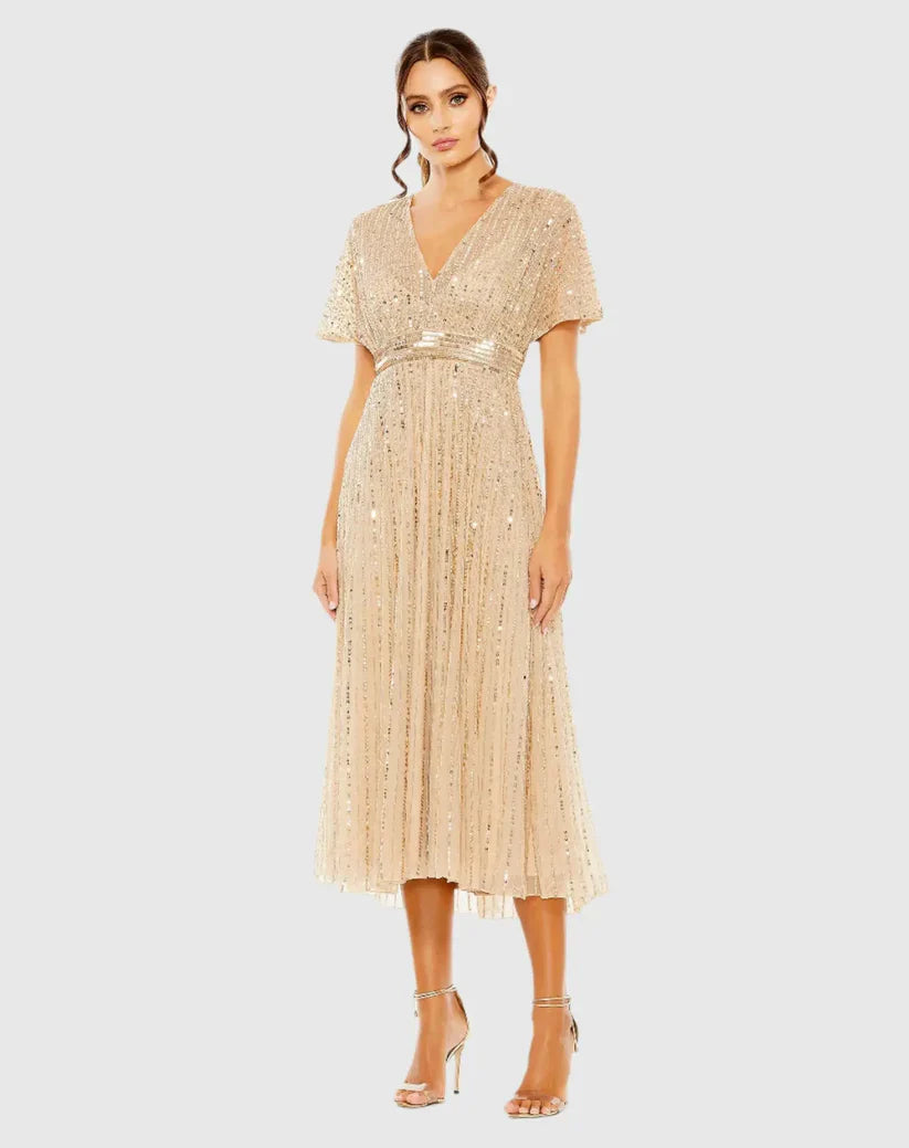 Cocktail Sequin Tea Length Formal Dress Sequin Tea Length Mac Duggal 14007