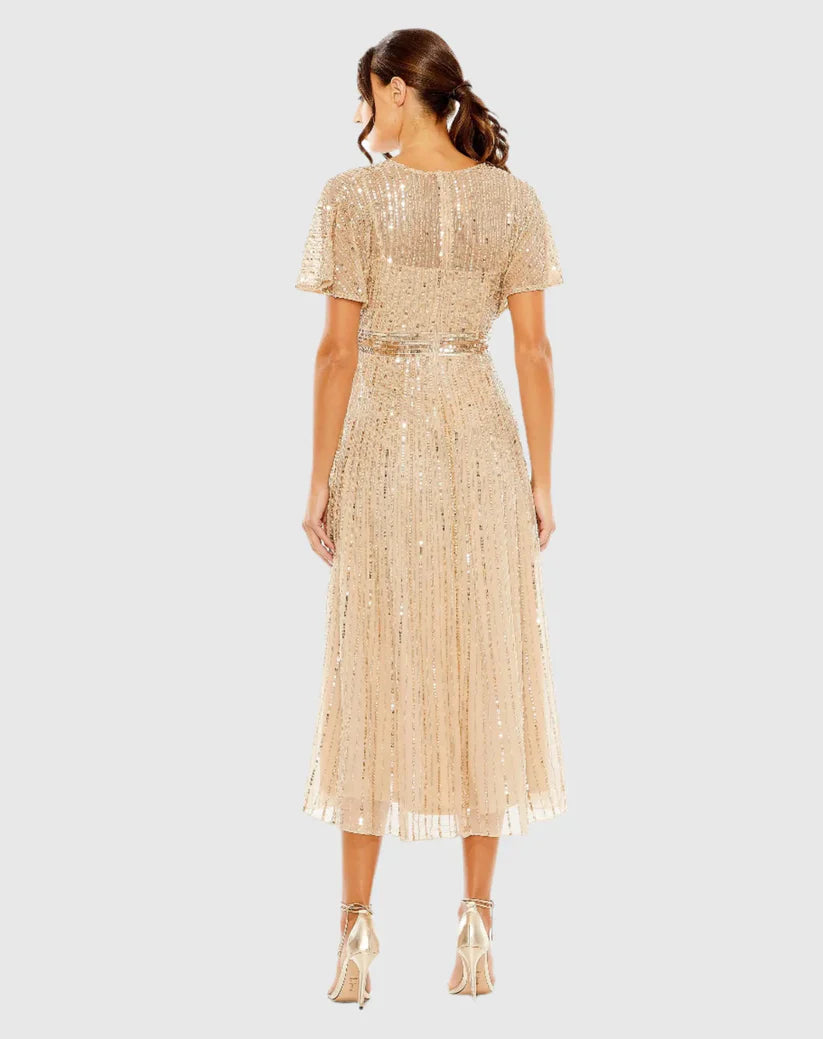 Cocktail Sequin Tea Length Formal Dress Sequin Tea Length Mac Duggal 14007