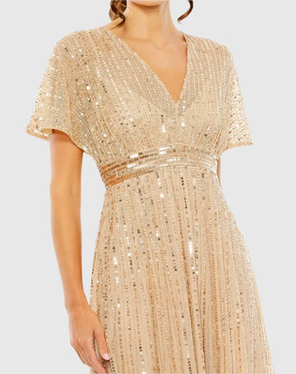 Cocktail Sequin Tea Length Formal Dress Sequin Tea Length Mac Duggal 14007