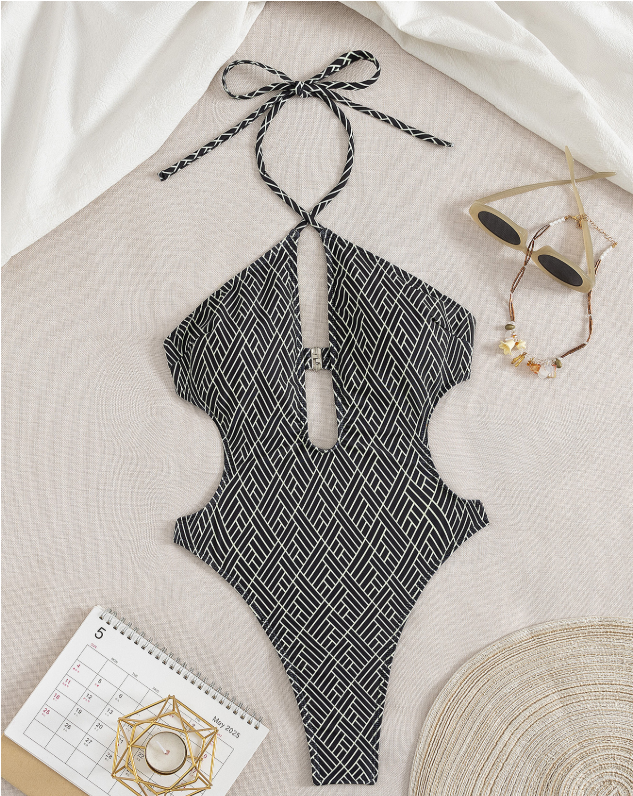 Halter Open Back One-Piece Swimsuit