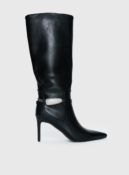 Billini Domineca Knee High Heeled Boots Black