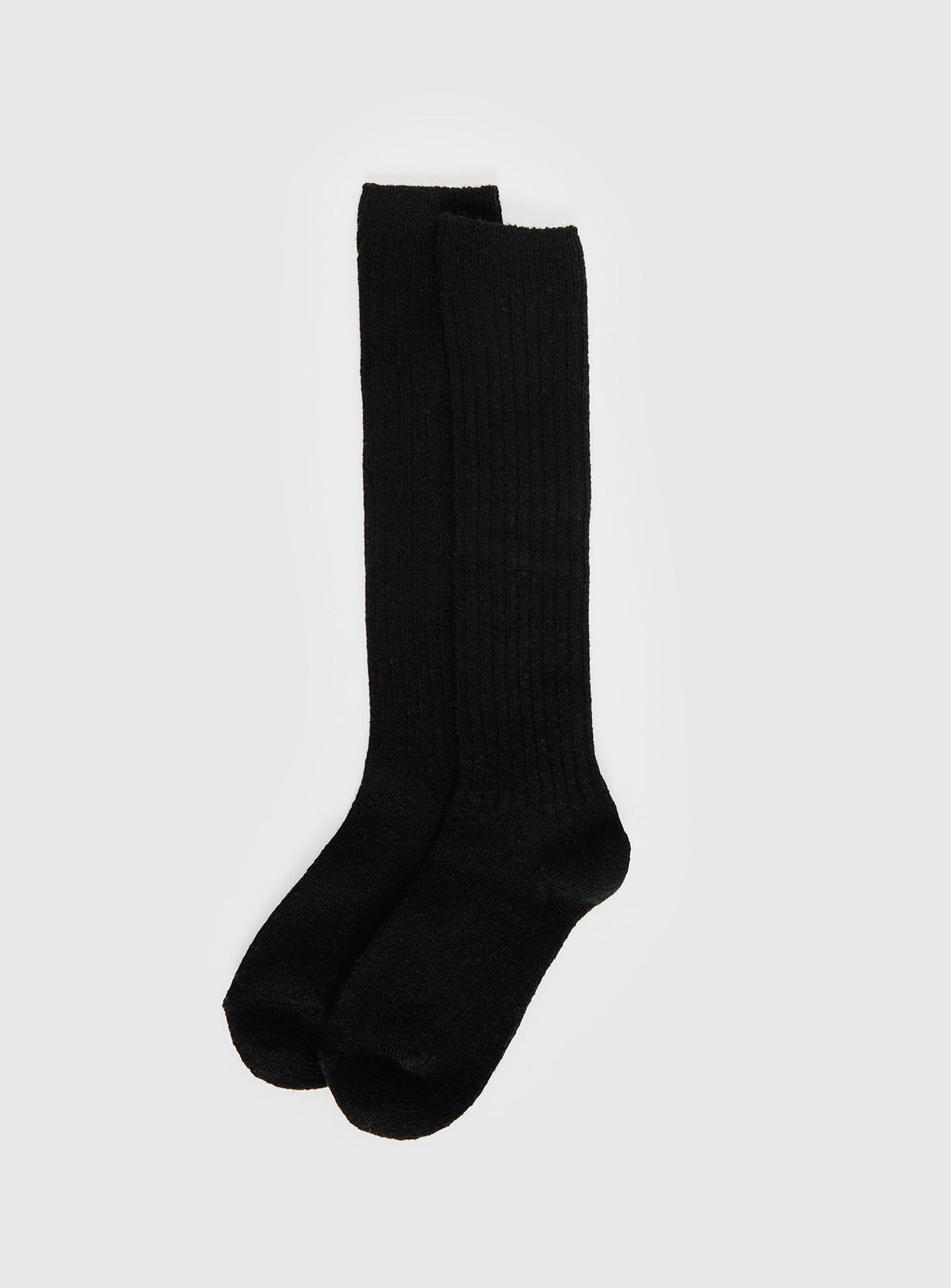 Boderline High Knee Ribbed Socks Black