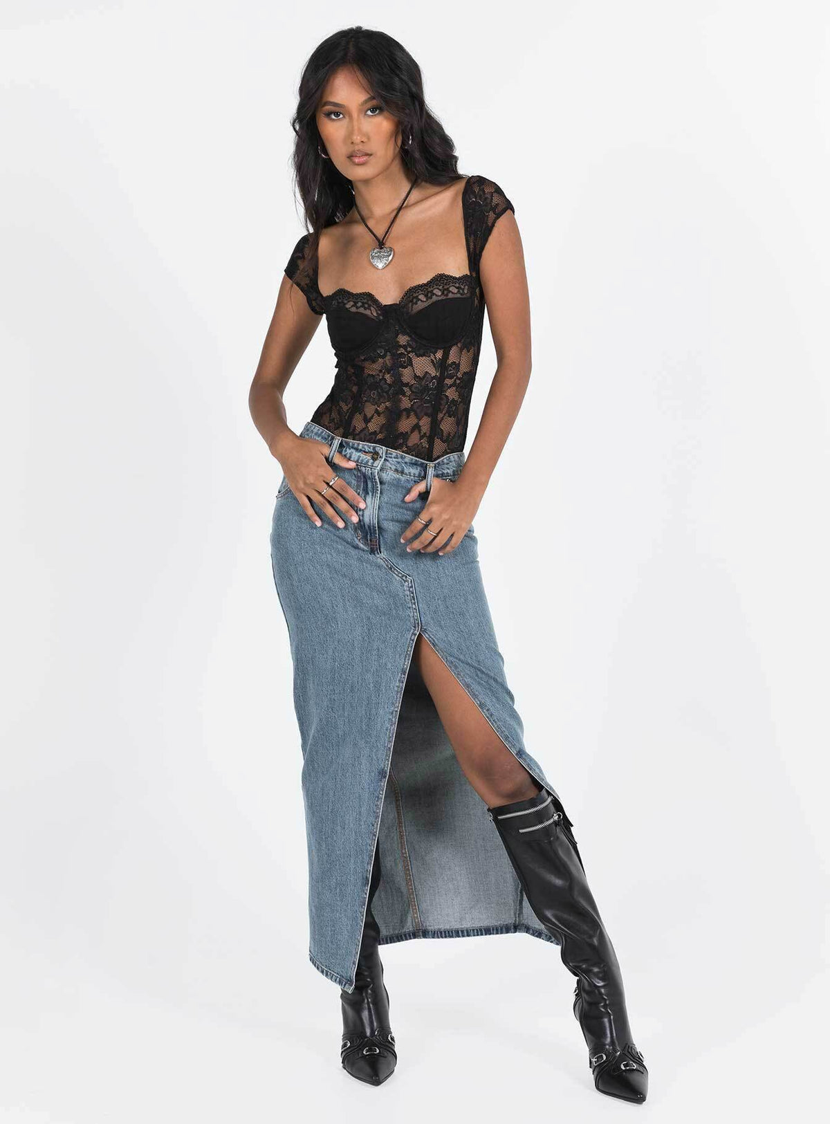 Cadrot Lace Bodysuit Black