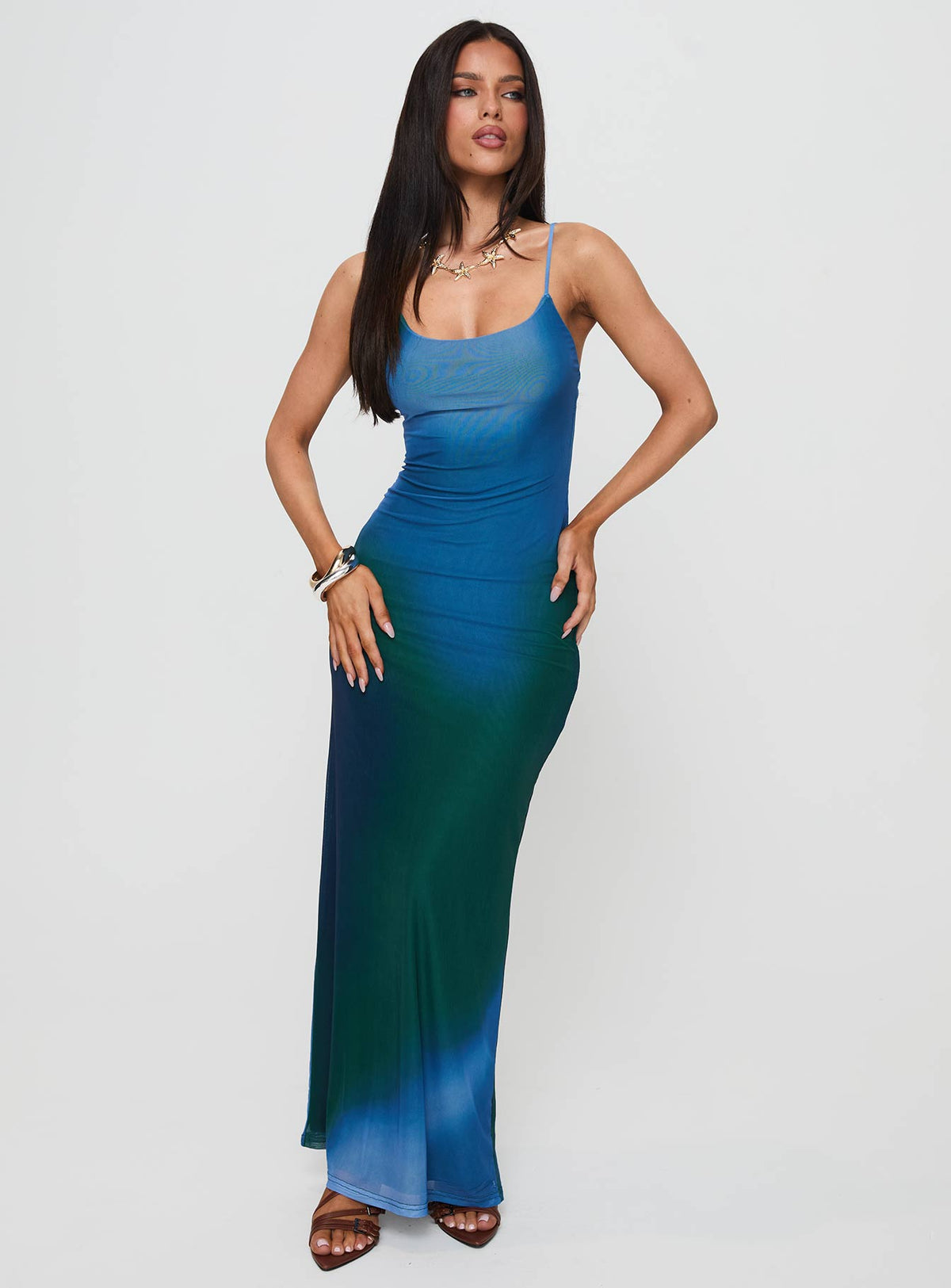 Amoret Maxi Dress Blue / Green