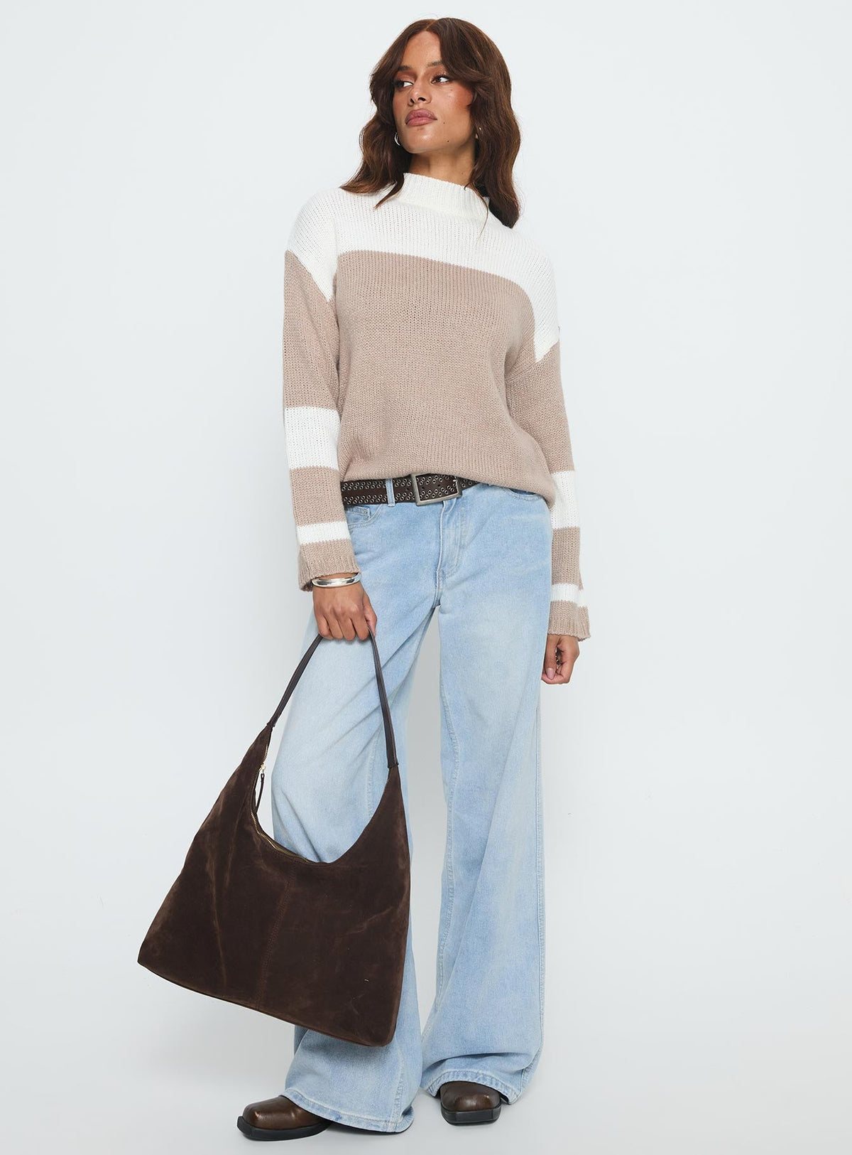 Brandalyn Contrast Mock Neck Knit Sweater Multi