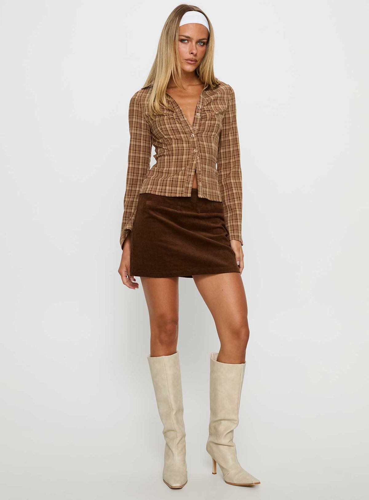 Araceli Corduroy Mini Skirt Brown